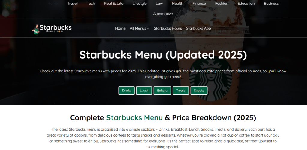 Starbucks-menus.com